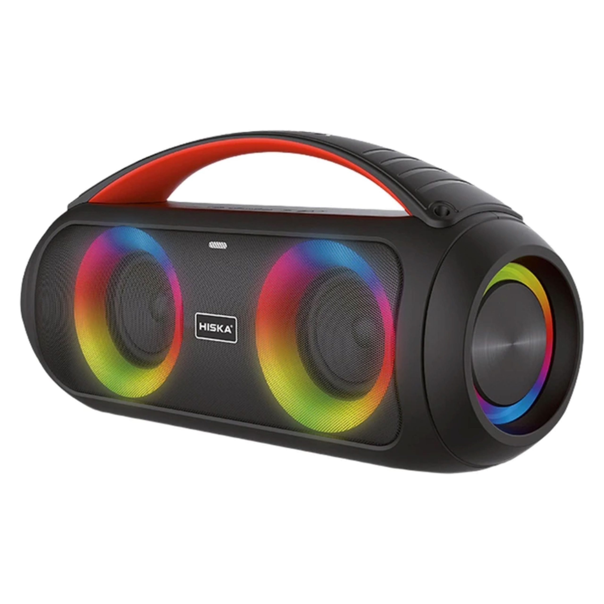 اسپیکر بلوتوثی قابل حمل هیسکا مدل B114، مدت زمان پخش 3 ساعت، نسخه بلوتوث 5.1، همراه با ریموت کنترل، کابل AUX، کابل Type-c، درگاه ارتباطی شامل شیار کارت حافظه، قابلیت پخش شبکه های رادیویی، قابلیت ضبط صدا، ضد آب