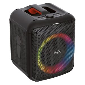 اسپیکر بلوتوثی قابل حمل هیسکا مدل B175، مدت زمان پخش 4 ساعت، نسخه بلوتوث 5، همراه با میکروفون وایرلس، ریموت کنترل، کابل AUX، کابل USB به Type-c، درگاه ارتباطی شامل ورودی TF، دارای نورپردازی، قابلیت TWS، ضبط صدا