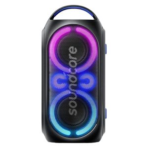 اسپیکر بلوتوثی قابل حمل انکر مدل Soundcore Rave Party 2، مدت زمان پخش 16 ساعت، منبع انرژی باتری، درگاه ارتباطی شامل ورودی میکروفون و AUX، مقاوم در برابر آب